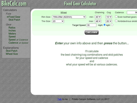 'bikecalc.com' screenshot