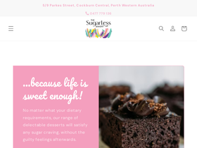 thesugarlessbakery.com homepage screenshot