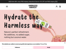 'harmlessharvest.com' screenshot