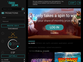 'voodoodreams.com' screenshot