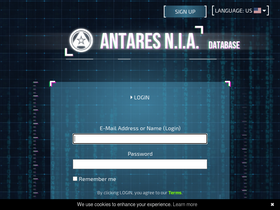 'antaresdatabase.com' screenshot
