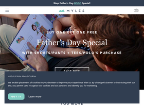 'mylesapparel.com' screenshot
