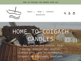 alimaccandles.com homepage screenshot