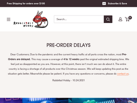 rabbittailhobby.com homepage screenshot