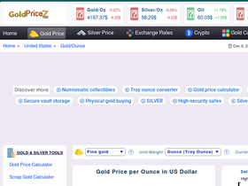 'goldpricez.com' screenshot