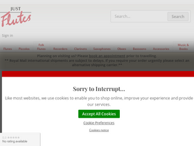 'justflutes.com' screenshot