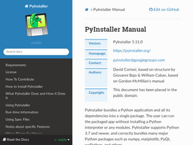 'pyinstaller.org' screenshot