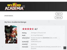 'bokunohero.online' screenshot