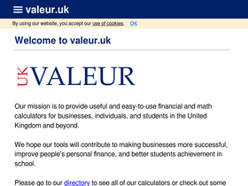 'valeur.uk' screenshot