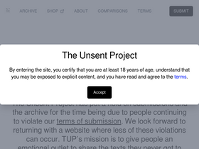 'theunsentproject.com' screenshot