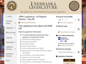 'nebraskalegislature.gov' screenshot