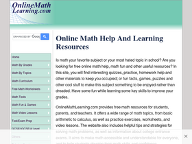 'onlinemathlearning.com' screenshot