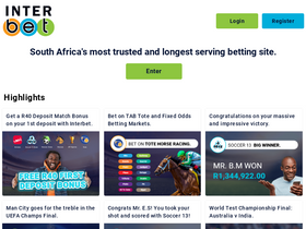 'interbet.co.za' screenshot