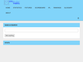 'cricmetric.com' screenshot