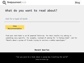 Find Your Next Book - Discover personalized reads with an AI-powered, genre-spanning recommendation engine.