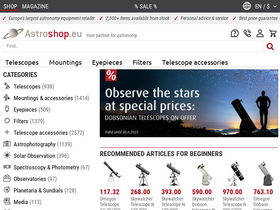 'astroshop.eu' screenshot