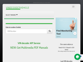'vindecodervehicle.com' screenshot