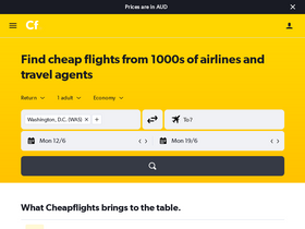 'cheapflights.com.au' screenshot