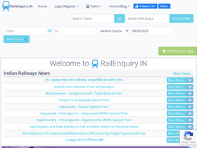 'railenquiry.in' screenshot