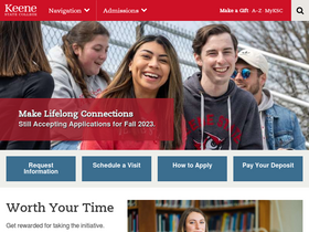 'admissions.keene.edu' screenshot