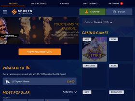 'sportsinteraction.com' screenshot
