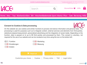 'lace.de' screenshot