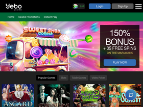 'yebocasino.co.za' screenshot