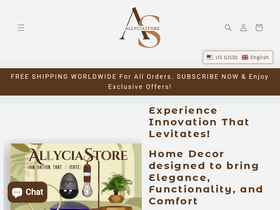 allyciastore.com homepage screenshot