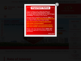 'saraswatbank.com' screenshot