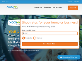 'xoomenergy.com' screenshot