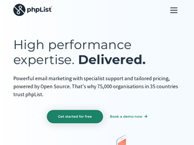 'phplist.com' screenshot