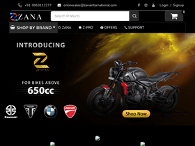 'zanamotorcycles.com' screenshot