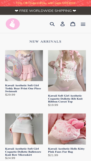 Kawaii Coquette Aesthetic Dollette Baby Pink Faux Fur Heart Print Shou –  The Kawaii Factory