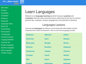 'mylanguages.org' screenshot