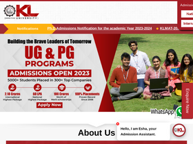 'kluniversity.in' screenshot
