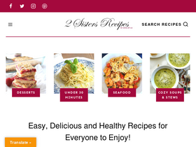 '2sistersrecipes.com' screenshot