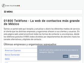 '01800telefono.com.mx' screenshot