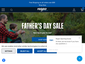 'rogerssportinggoods.com' screenshot