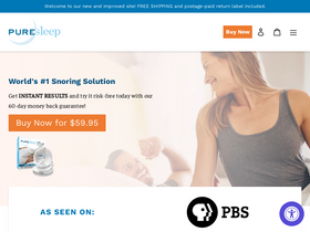 The Pure Sleep Company homepage screenshot