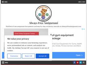 'alwaysfreeamigurumi.com' screenshot