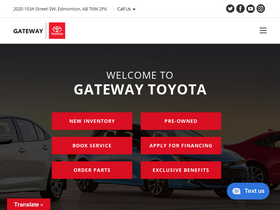 'gatewaytoyota.ca' screenshot