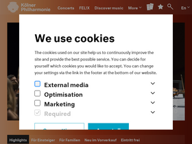 'koelner-philharmonie.de' screenshot