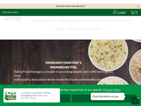 'valleyfoodstorage.com' screenshot