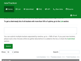 'newtrackon.com' screenshot