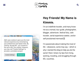 'adventuresnsunsets.com' screenshot