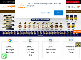 'uniqueacademyforcommerce.com' screenshot