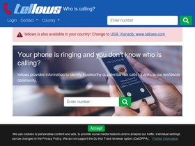'tellows.co.za' screenshot