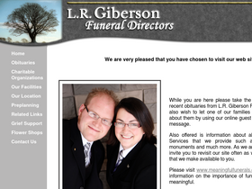 'gibersonfuneraldirectors.ca' screenshot