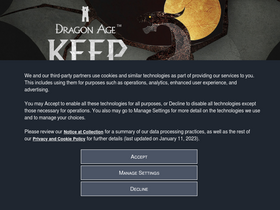 'dragonagekeep.com' screenshot