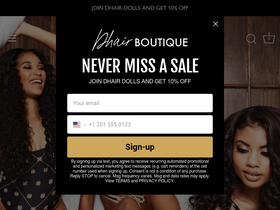 Dhair Boutique homepage screenshot